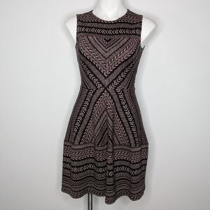 BCBGMAXAZRIA Black White Red Geometric Knit Sleeveless Sweater Dress XS